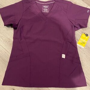 Wink Women's V-Neck Purple Short Sleeve Top